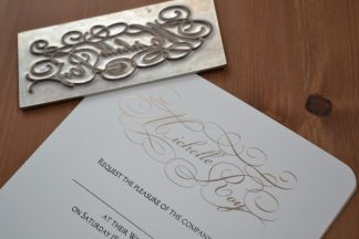 Foil printed wedding invitations showing dye