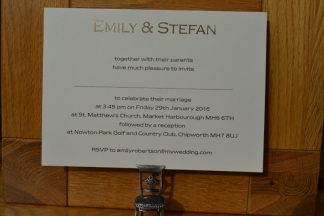 A5 Wedding invitation printed in gold foil & black flat litho print